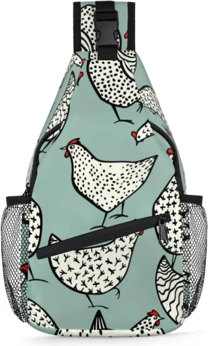 Hand Drawn Chickens Sling Bag for Women Men Crossbody Sling Backpack Shoulder Bag Chest Bag Daypack for Travel Hiking Outdoor