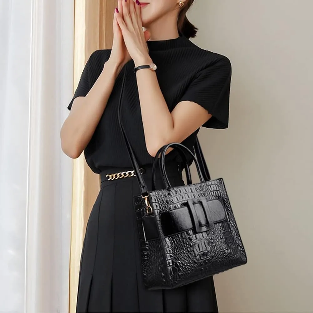 Handbags for Women Leather Top Handle Handbag Satchel Bag Medium Tote Bags Square Purse Ladies Shoulder Crossbody Bag