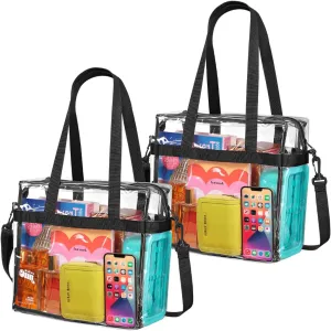 Handy Laundry Clear Tote Bag Stadium Approved - Shoulder Straps and Zippered - Clear Bag for Work, Sports Games and Concerts