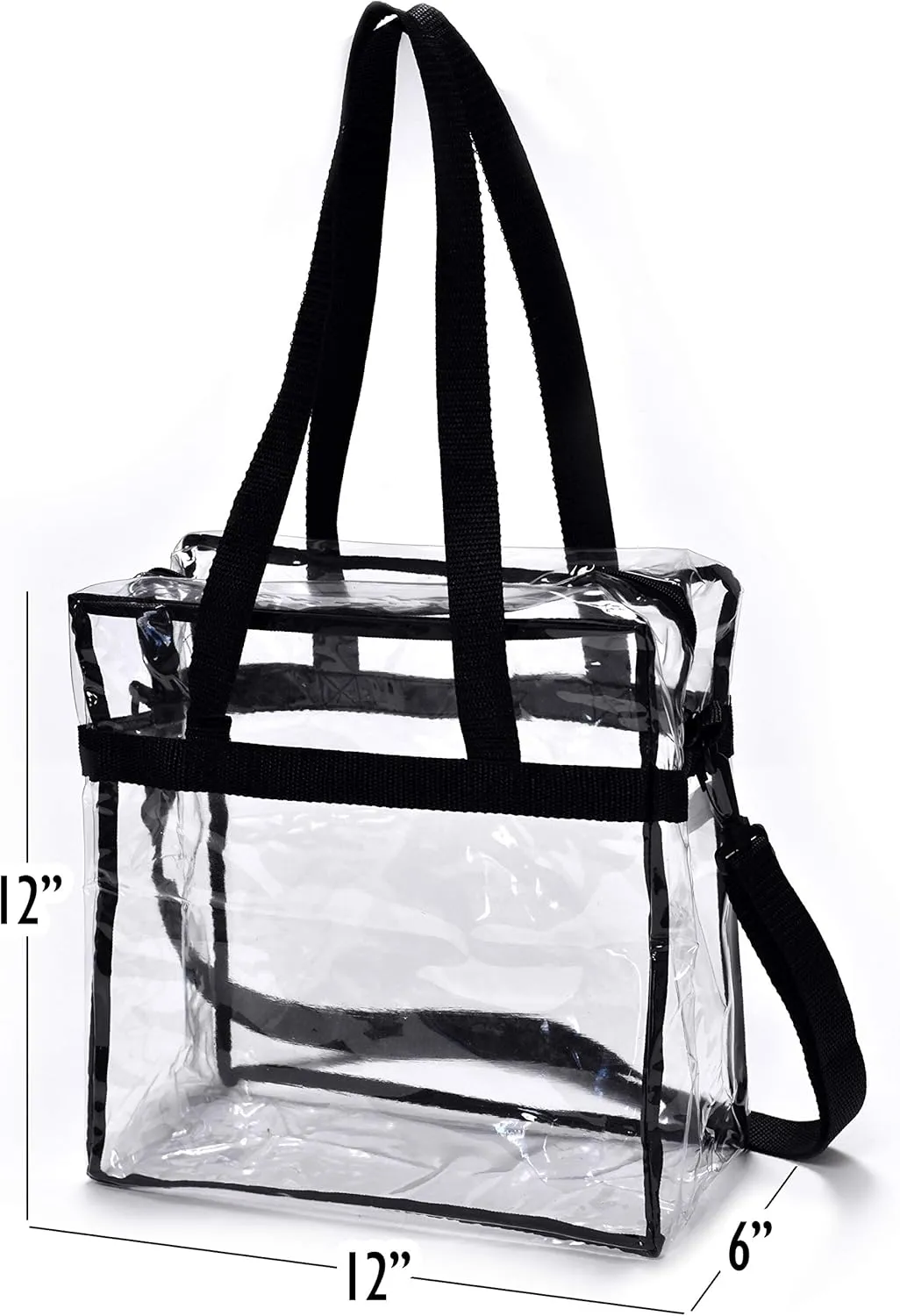 Handy Laundry Clear Tote Bag Stadium Approved - Shoulder Straps and Zippered - Clear Bag for Work, Sports Games and Concerts