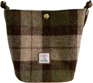 Harris Tweed Women Bucket bag Shoulder bag Handbag with Two kinds of Leather Strap