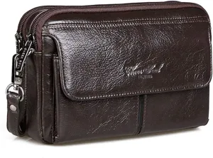 Hebetag Leather Clutch Purse Wallet for Men Organizer Holder Wrist Bag