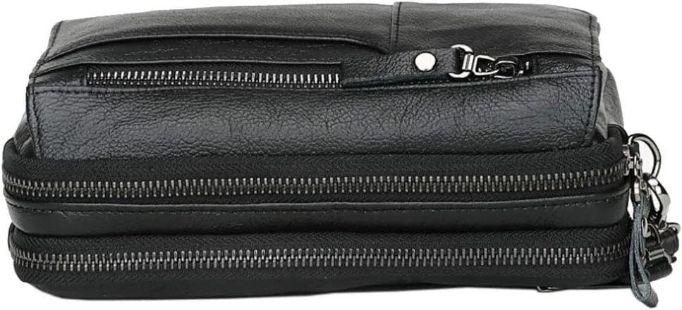 Hebetag Leather Clutch Purse Wallet for Men Organizer Holder Wrist Bag