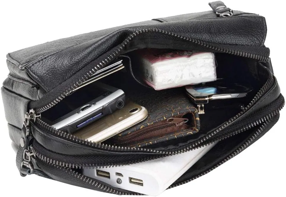 Hebetag Leather Clutch Purse Wallet for Men Organizer Holder Wrist Bag