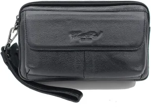 Hebetag Leather Clutch Purse Wallet for Men Organizer Holder Wrist Bag