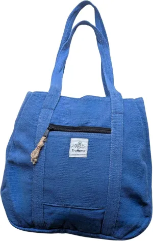Hemp Shopping Tote Bag with Dual Zippered Compartments | Spacious Eco Market Bag with Cotton Lining | 10L Capacity