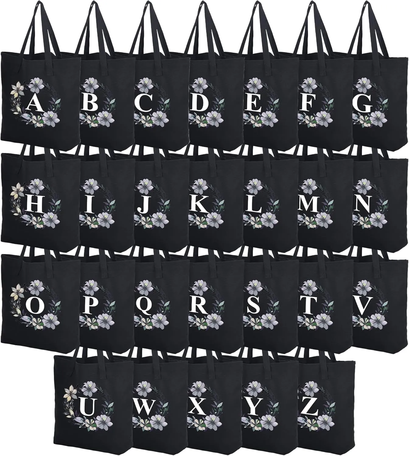 HIFA Initial Tote Bag for Women, Personalized Canvas Tote Bag -Durable Cotton, Zipper, Inner Pocket-Multipurpose Shoulder Bag