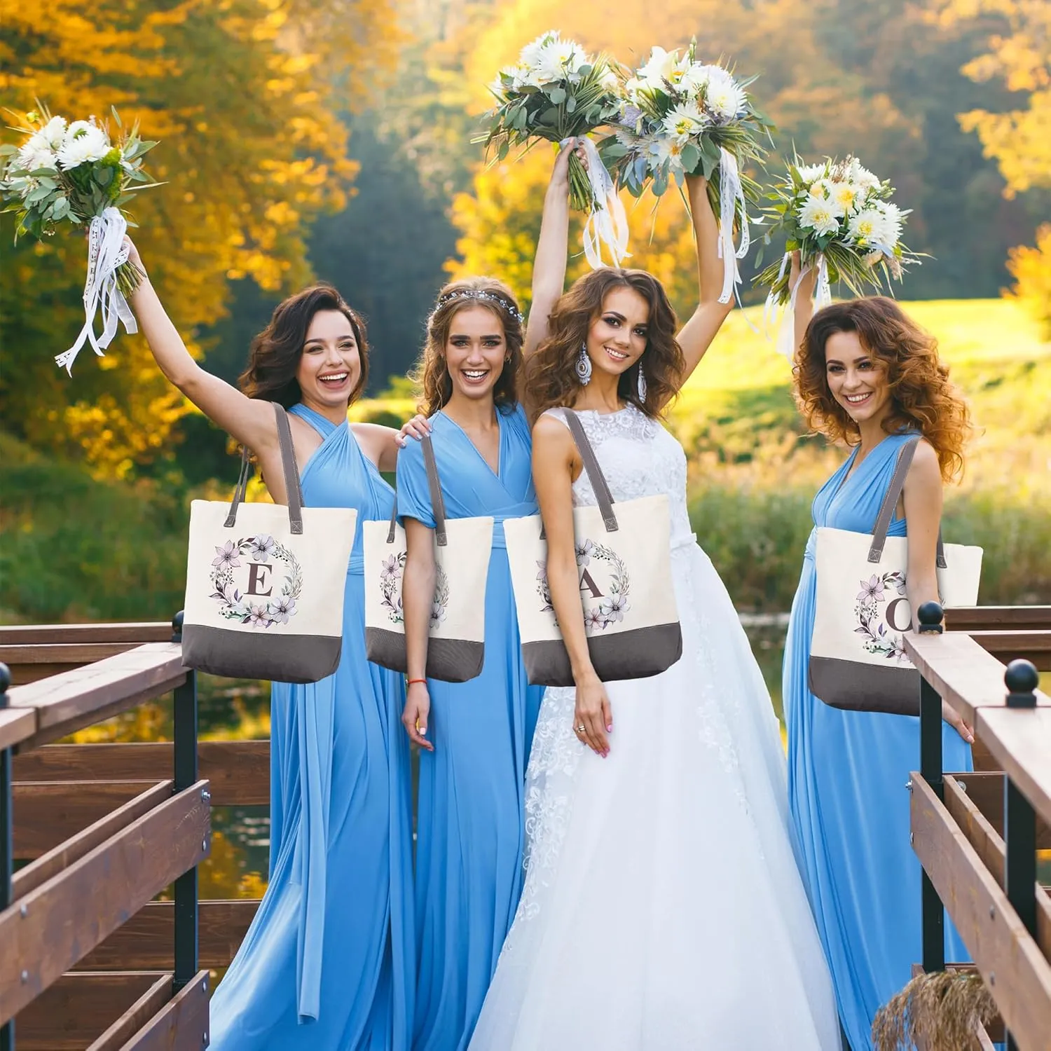 HIFA Initial Tote Bag for Women, Personalized Canvas Tote Bag -Durable Cotton, Zipper, Inner Pocket-Multipurpose Shoulder Bag