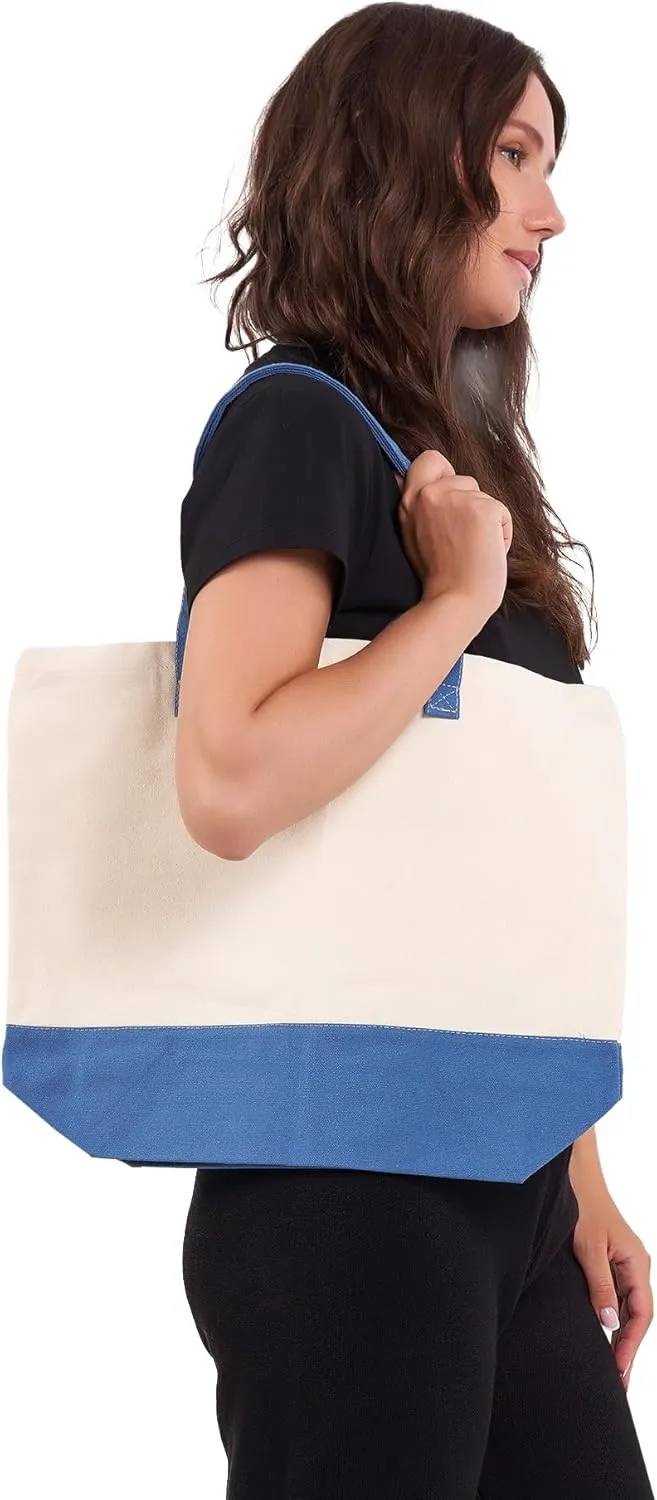 HIFA Personalized Custom Tote Bag for Women, Canvas Tote Bag - Zipper Closure, Extra Inner Pocket - Multipurpose Shoulder Bag