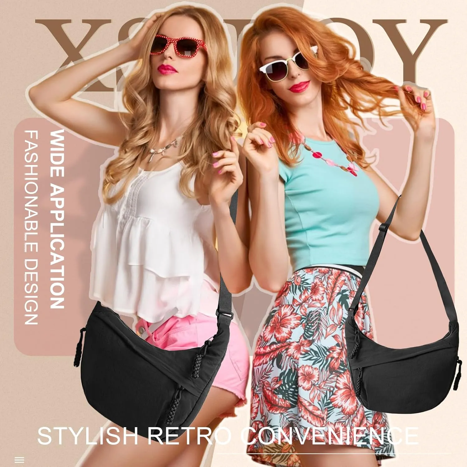 Hobo Bag for Women Men Crescent Crossbody Bag Small Shoulder Nylon Dumpling Bag with Adjustable Strap