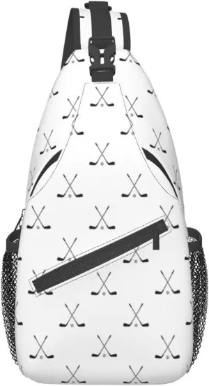 Hockey Stick Pattern Sling Bag Crossbody Sling Backpack For Women Men Travel Hiking Daypack Chest Shoulder Bag