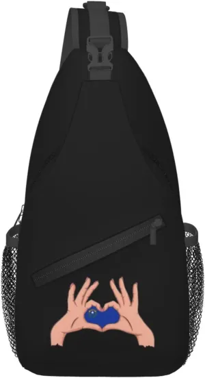 Holding A Heart Flag Of Nevada Crossbody Bags For Women Men Chest Backpack Gym Shoulder Bag Travel Outdoor Sports Casual Crossbody Bags