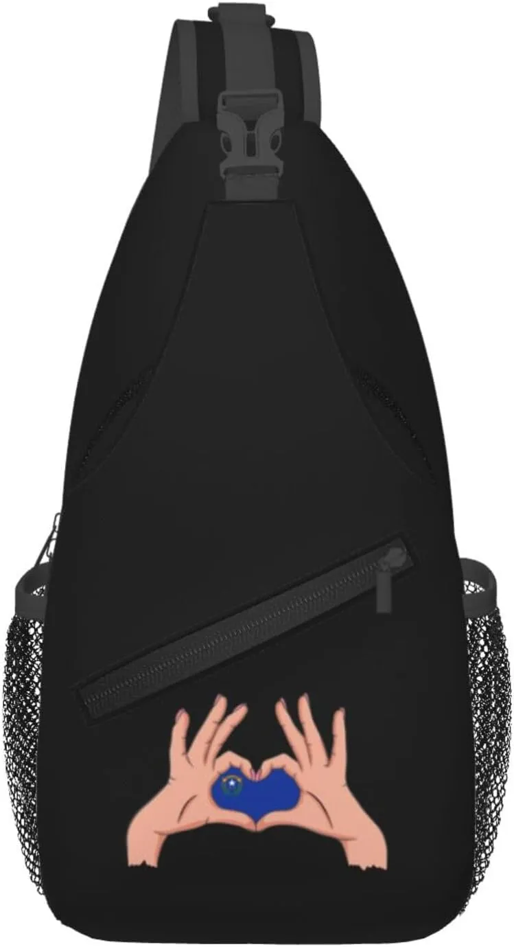 Holding A Heart Flag Of Nevada Crossbody Bags For Women Men Chest Backpack Gym Shoulder Bag Travel Outdoor Sports Casual Crossbody Bags