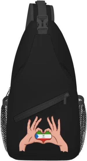 Holding Love In Your Hands Flag Of Equatorial Guinea Crossbody Bags For Women Men Chest Backpack Gym Shoulder Bag Travel Outdoor Sports Casual Crossbody Bags