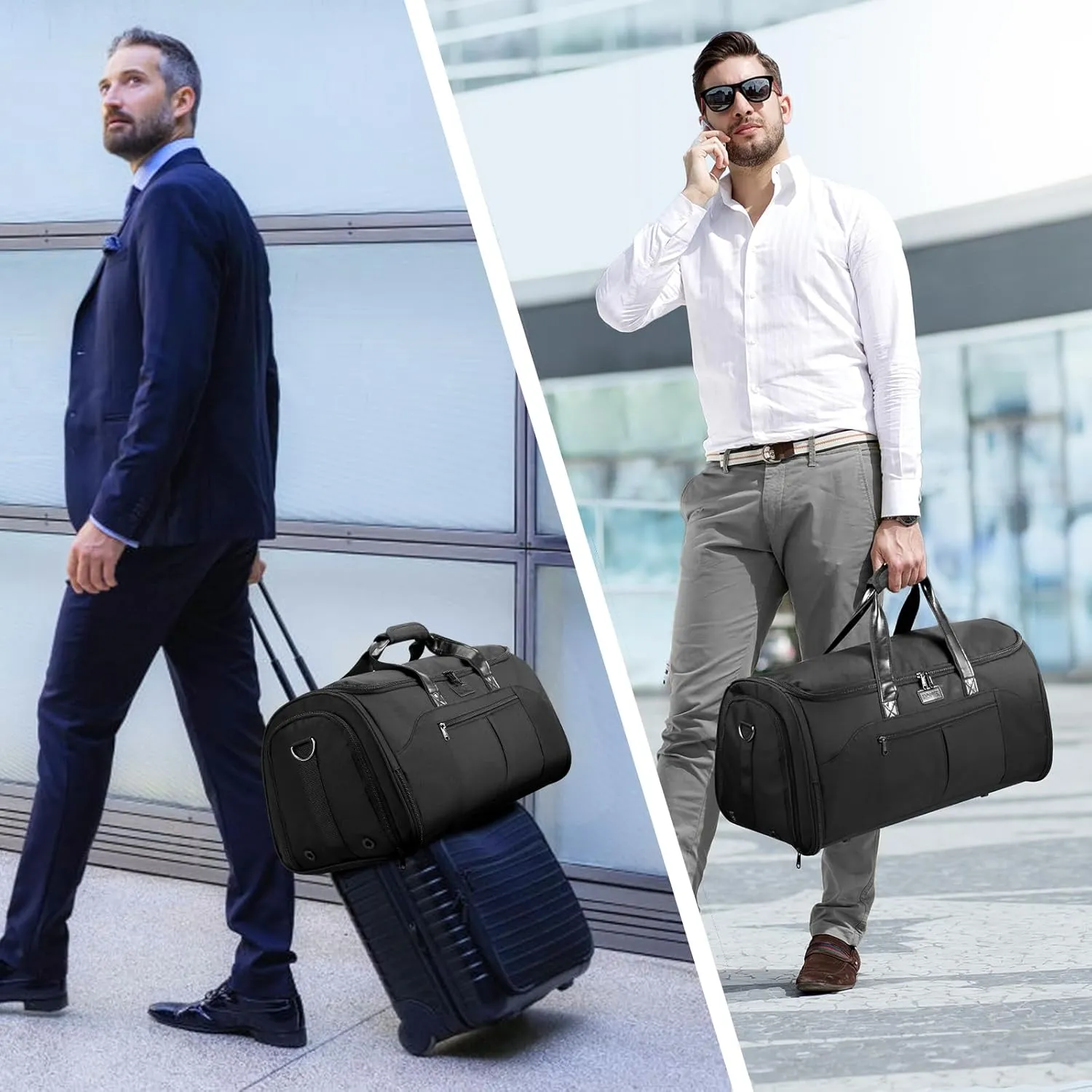 HOMIEE Convertible Garment Bag with Shoulder Strap, Carry on Garment Duffel Bag for Men Women - 2 in 1 Hanging Suitcase Suit Travel Bags