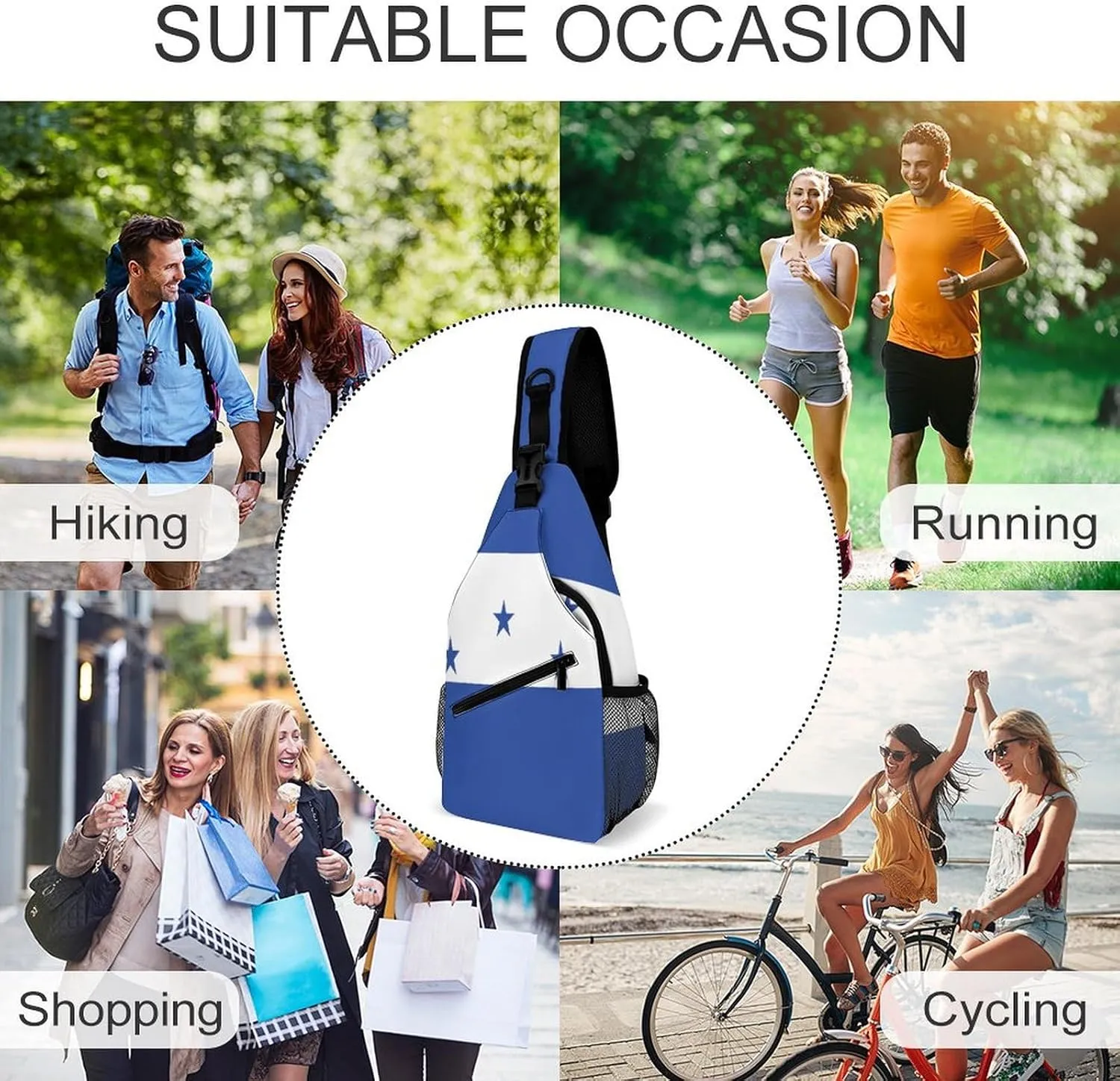 Honduras Flag Sling Bag Crossbody Chest Bag Shoulder Bag For Travel Hiking Cycling Camping