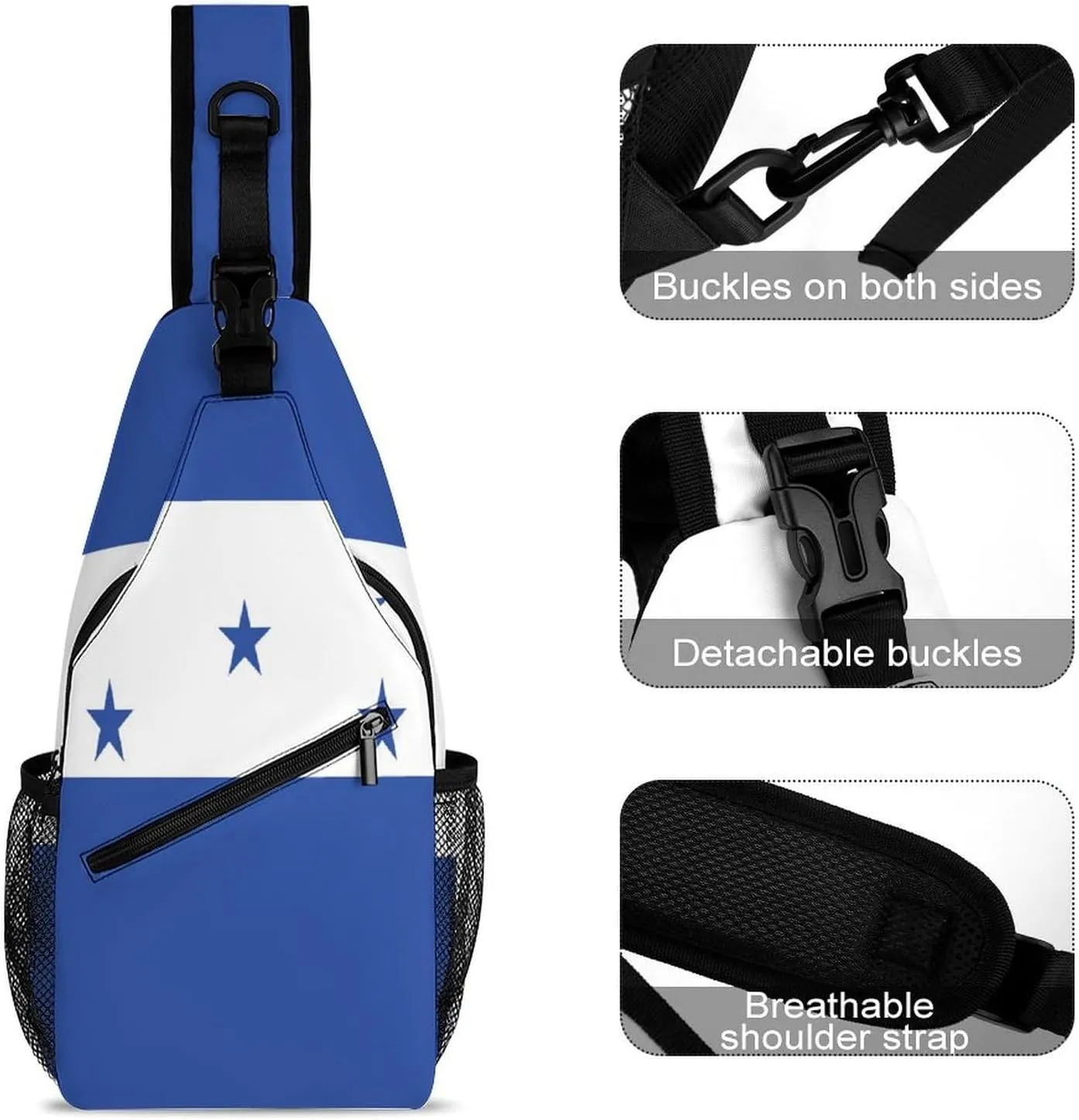 Honduras Flag Sling Bag Crossbody Chest Bag Shoulder Bag For Travel Hiking Cycling Camping