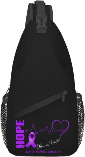 Hope For A Cure Craniosynostosis Awareness Crossbody Bags For Women Men Chest Backpack Gym Shoulder Bag Travel Outdoor Sports Casual Crossbody Bags