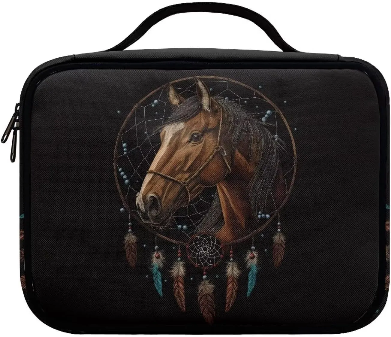 Horse Pattern Bible Cover for Boys Extra Large Bible Carrying Case with Handle Scripture Case Church Bag Bible Case with Handle Bible Holder Case Crossbody Bag Briefcase Easter Gift