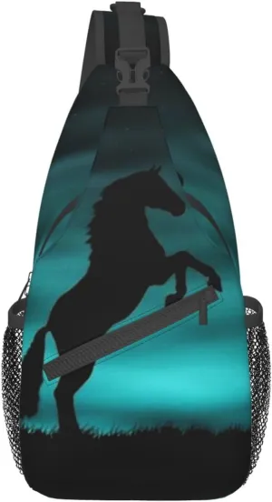Horse Sling Bag Animal Crossbody Chest Daypack Casual Backpack Horse Shoulder Bag Horse Hiking Bag Cute Bag