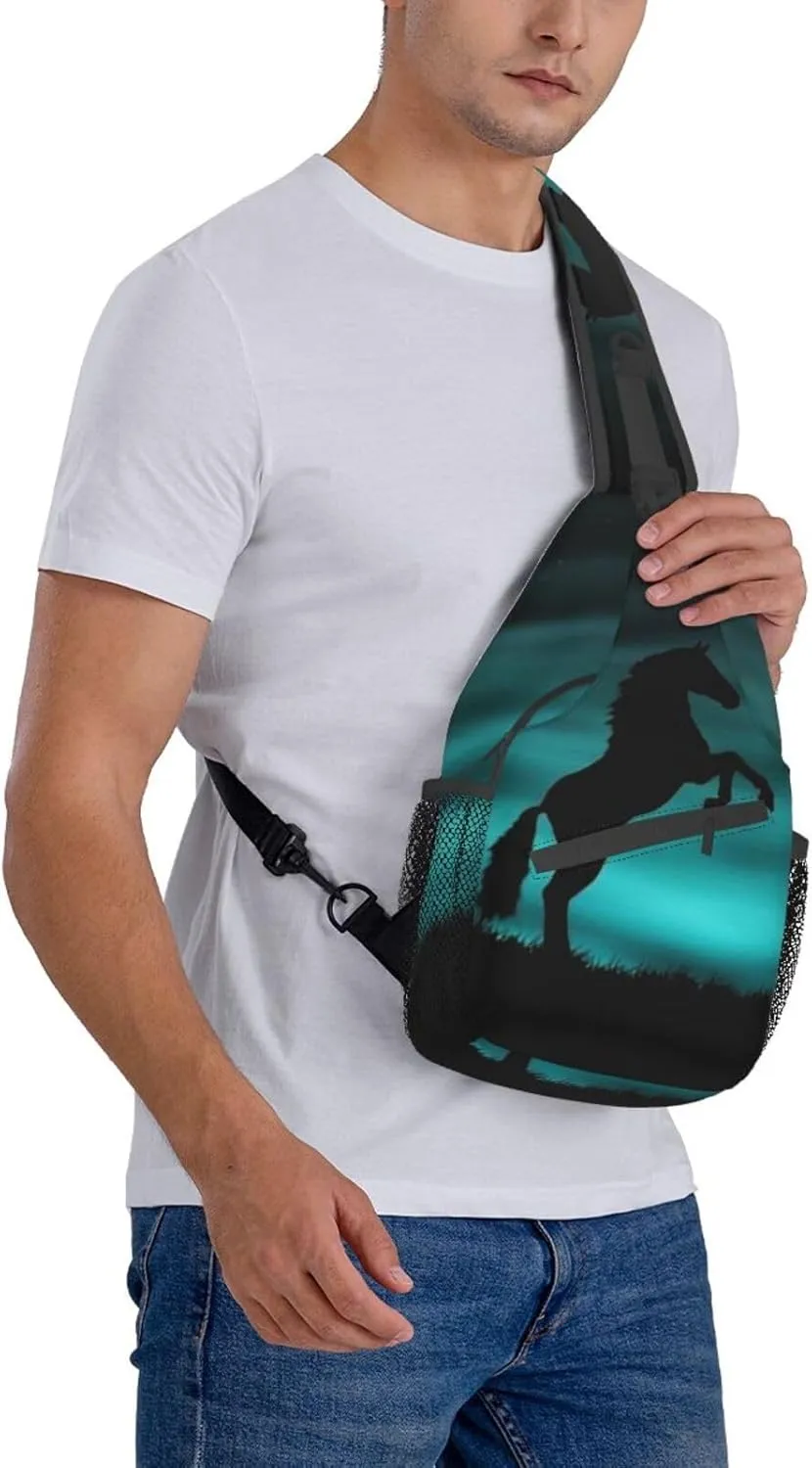 Horse Sling Bag Animal Crossbody Chest Daypack Casual Backpack Horse Shoulder Bag Horse Hiking Bag Cute Bag