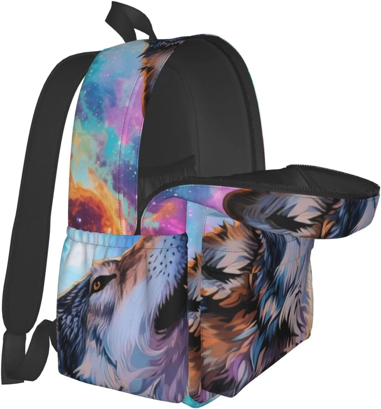 Howling Wolf Under Nebula Sky Adult Backpacks 15 Inch Laptop Backpack Travel Bag for Men Women Gifts