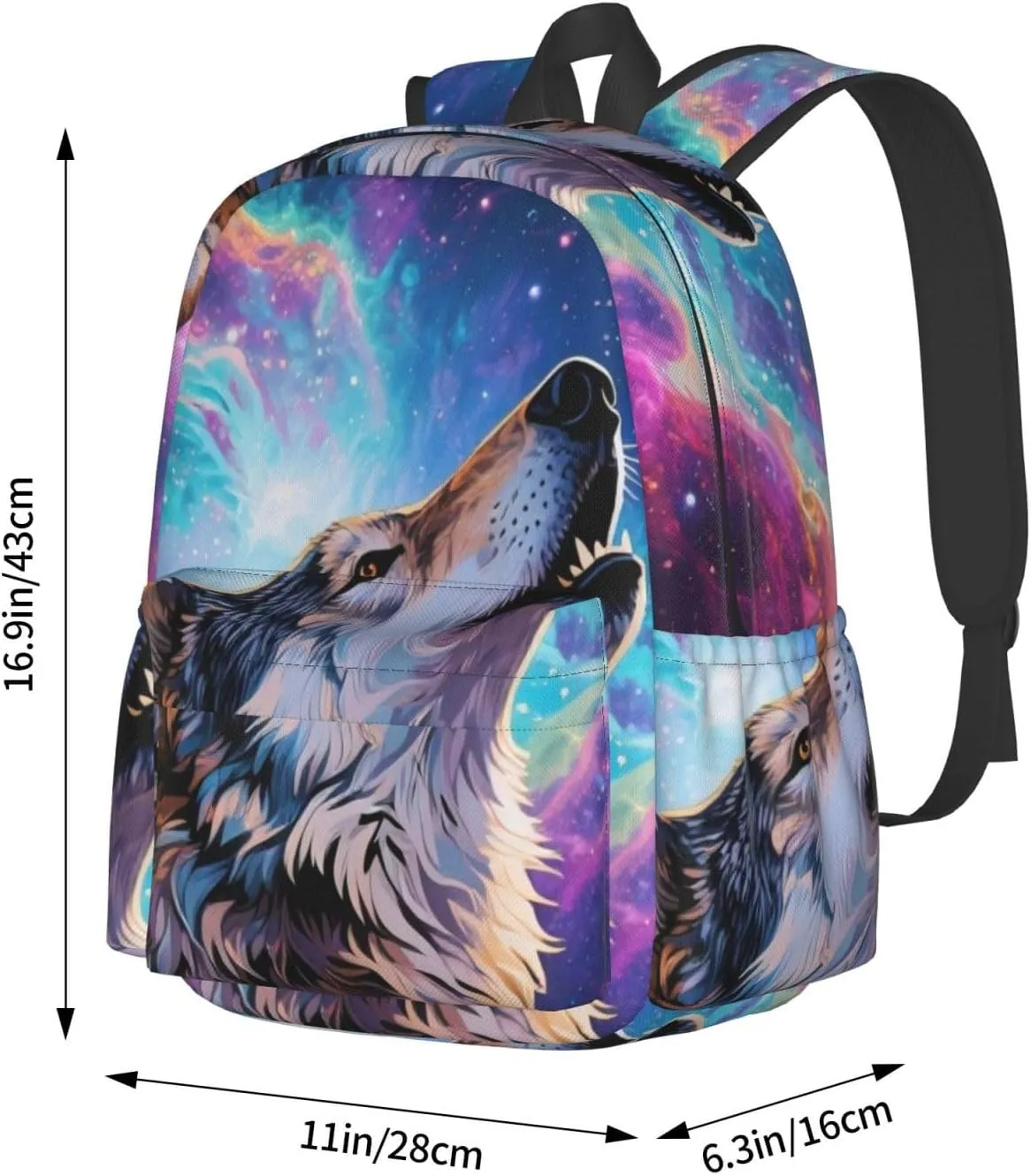 Howling Wolf Under Nebula Sky Adult Backpacks 15 Inch Laptop Backpack Travel Bag for Men Women Gifts