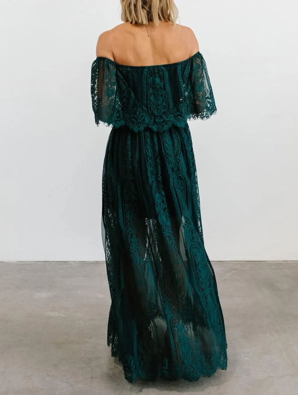 HOYISHION Women's Off The Shoulder Floral Lace Maxi Dress White Bridesmaid Wedding Party Maternity Photoshoot Long Dresses