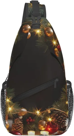 Hristmas Garland With Lights Sling Bag Backpack For Men Cross Chest Bag Crossbody Shoulder Bag Travel Hiking Daypack