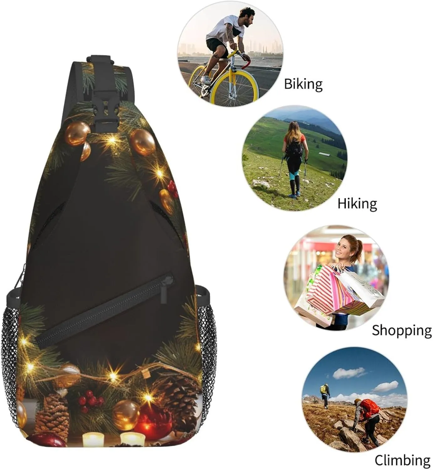 Hristmas Garland With Lights Sling Bag Backpack For Men Cross Chest Bag Crossbody Shoulder Bag Travel Hiking Daypack