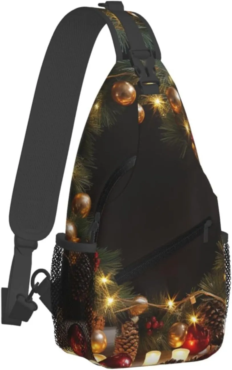 Hristmas Garland With Lights Sling Bag Backpack For Men Cross Chest Bag Crossbody Shoulder Bag Travel Hiking Daypack
