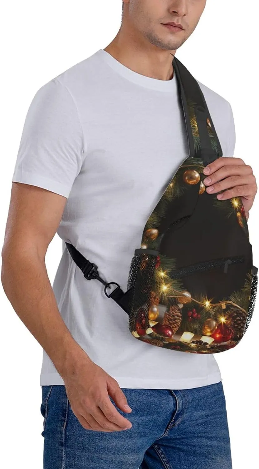 Hristmas Garland With Lights Sling Bag Backpack For Men Cross Chest Bag Crossbody Shoulder Bag Travel Hiking Daypack