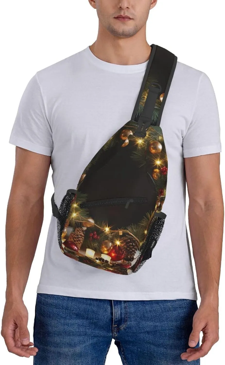 Hristmas Garland With Lights Sling Bag Backpack For Men Cross Chest Bag Crossbody Shoulder Bag Travel Hiking Daypack