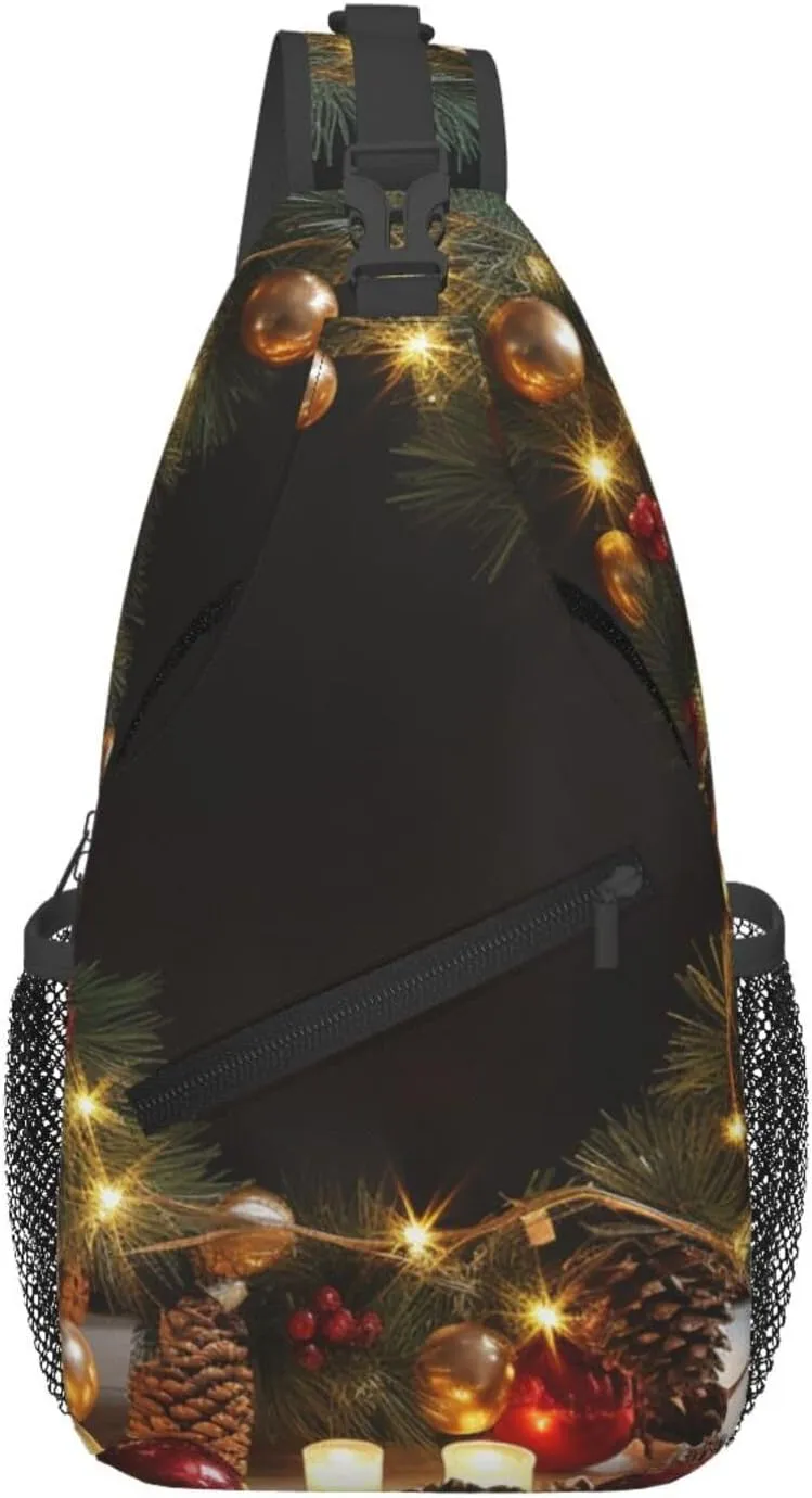Hristmas Garland With Lights Sling Bag Backpack For Men Cross Chest Bag Crossbody Shoulder Bag Travel Hiking Daypack