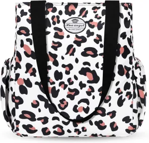 HUA ANGEL Floral Tote Bag - Casual Shoulder Bag Daily Tote Bag with Zipper Gym Travel Shopping Work Handbag for Women