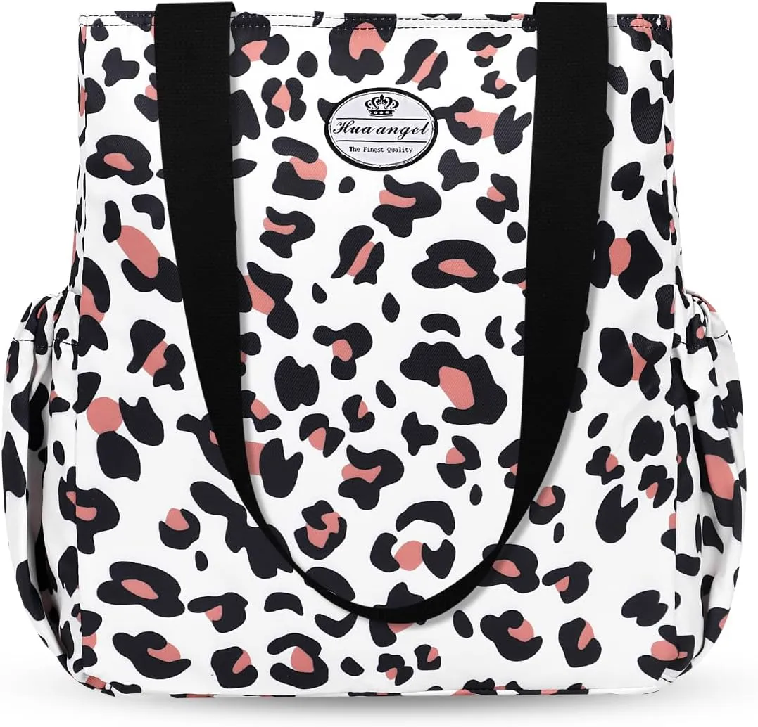 HUA ANGEL Floral Tote Bag - Casual Shoulder Bag Daily Tote Bag with Zipper Gym Travel Shopping Work Handbag for Women