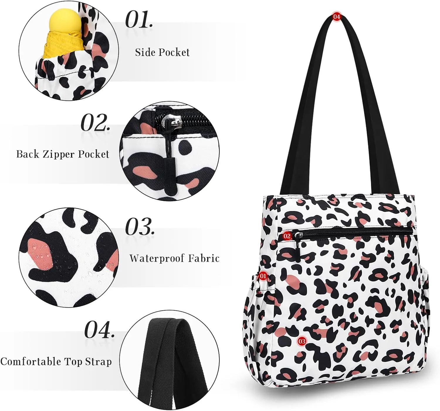 HUA ANGEL Floral Tote Bag - Casual Shoulder Bag Daily Tote Bag with Zipper Gym Travel Shopping Work Handbag for Women
