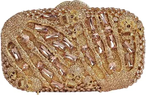 HUANG ZHUANG Cool Skull Crystal Clutch Purse Halloween Rhinestone Party Bag Luxury Skulls Evening Bags Women Handbags