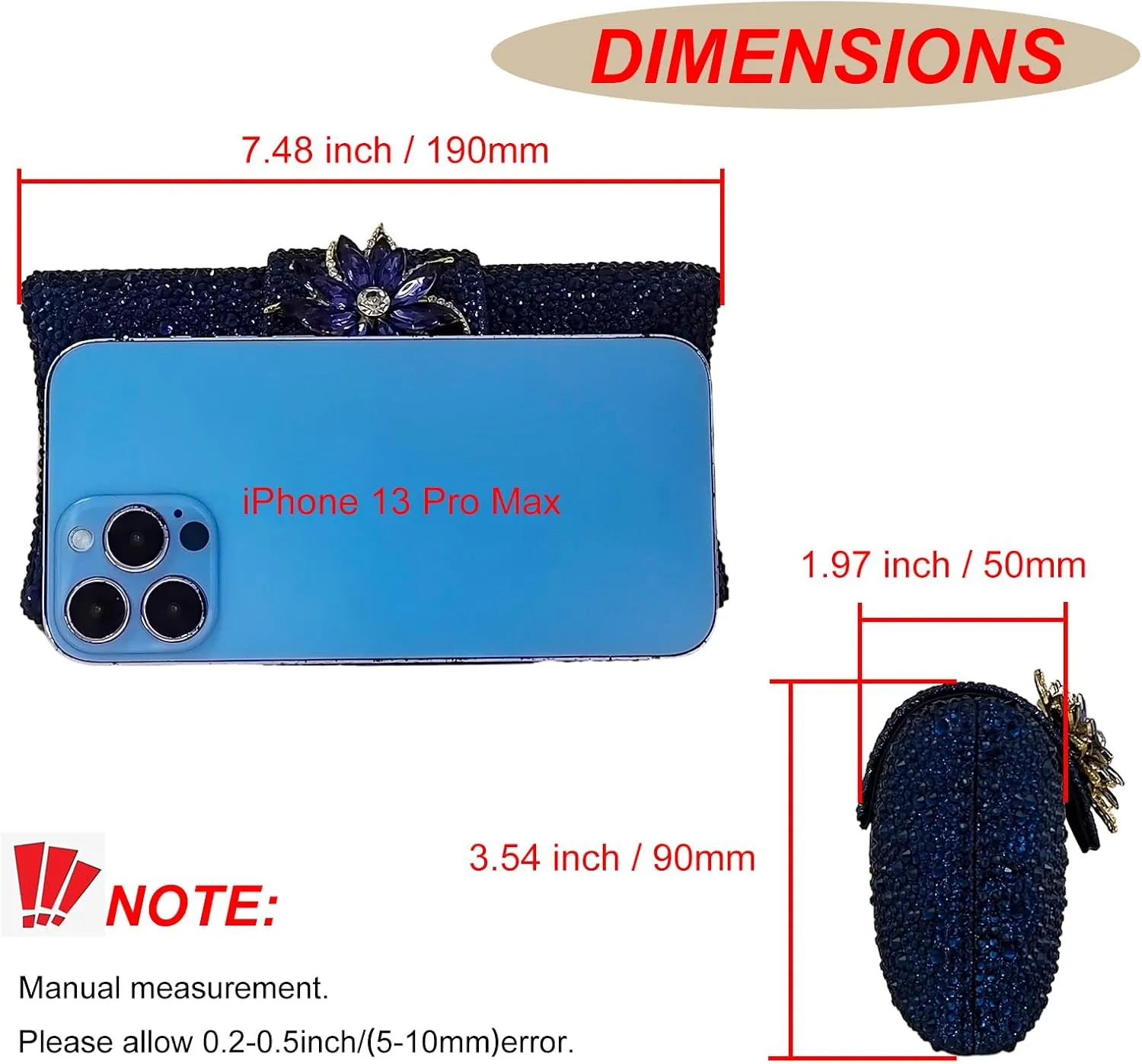 HUANG ZHUANG Elegant Flower Clutch Solid Rhinestone Handbags For Women Evening Bag Party Purse Bridal Prom Bag