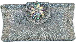 HUANG ZHUANG Elegant Flower Clutch Solid Rhinestone Handbags For Women Evening Bag Party Purse Bridal Prom Bag