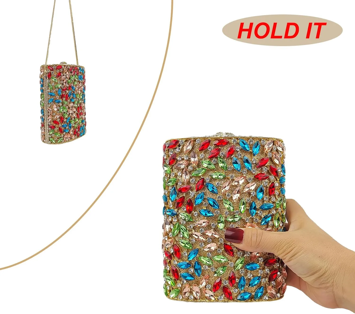 HUANG ZHUANG Flask Shaped Evening bag Funny Rhinestone Handbag Party Bag Women Crystal Clutch Purse for Prom Banquet