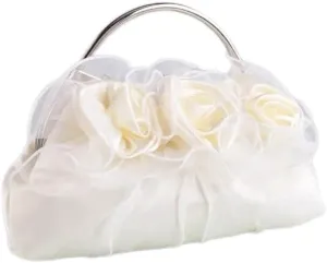 HUFFA Satin Purses and Handbags Women Flower Evening Bag Solid Luxury White Floral Bags Bride Day Clutches Dinner Bag (Color : Beige, Size : One Size)