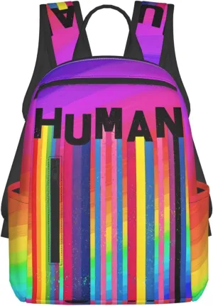 Human LGBT Rainbow Gay Pride Flag Travel Laptop Backpack Casual Backpacks Double Shoulder Daypack Notebook Rucksack Work Bags Sports Bag for Gym Hiking Camping Beach