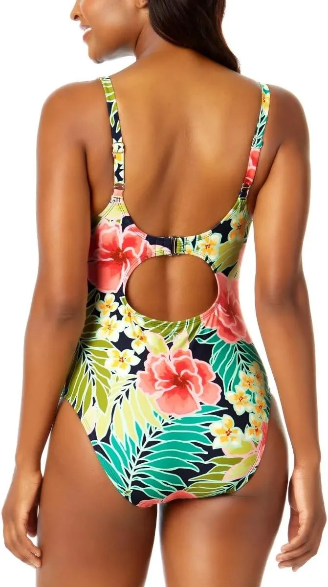 Hurley Women's UPF 50  Sun Protection Floral One Piece Swimsuit