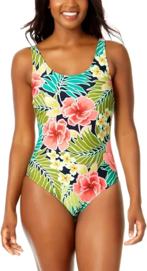 Hurley Women's UPF 50  Sun Protection Floral One Piece Swimsuit