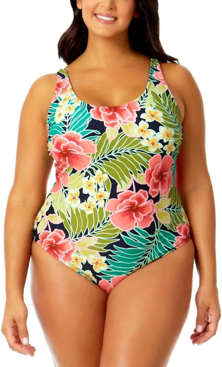 Hurley Women's UPF 50  Sun Protection Floral One Piece Swimsuit