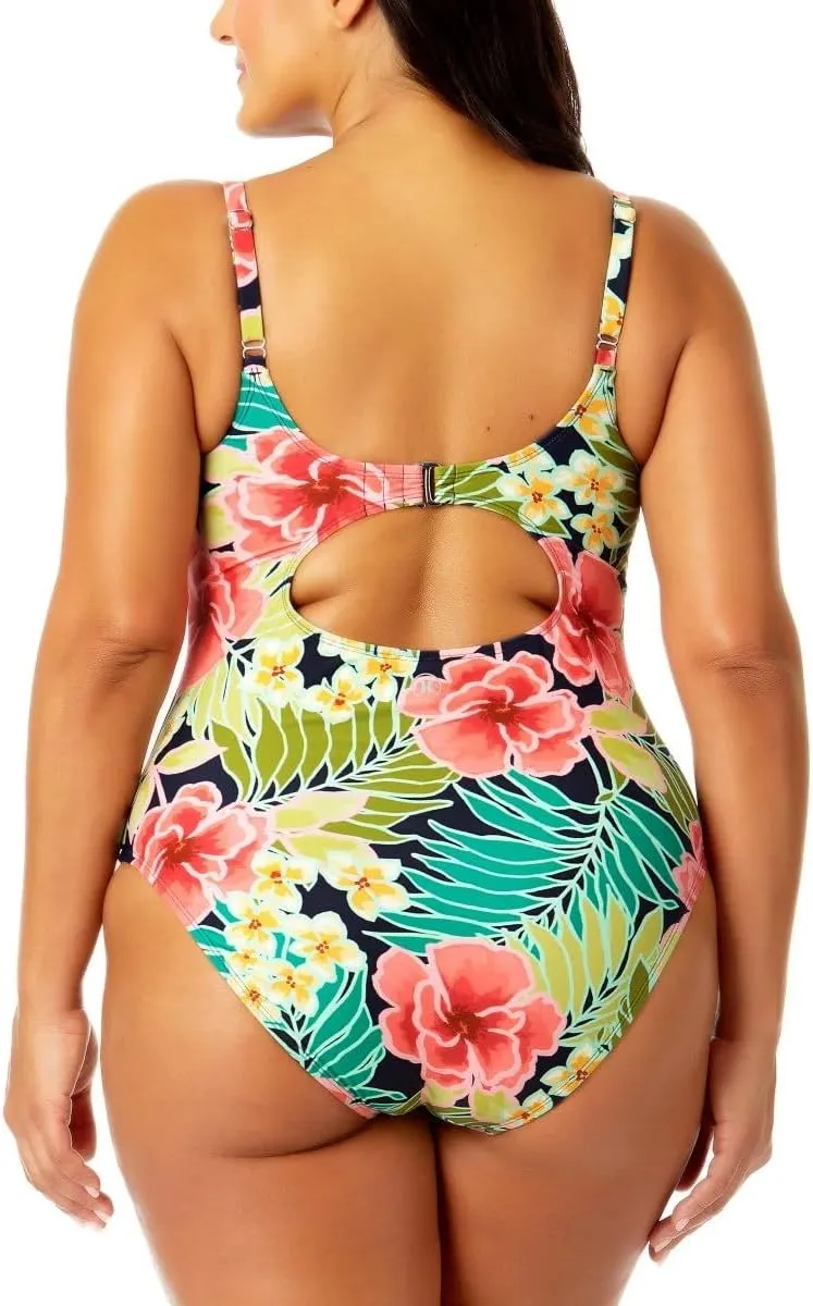 Hurley Women's UPF 50  Sun Protection Floral One Piece Swimsuit