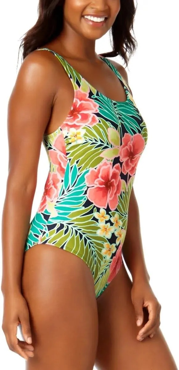 Hurley Women's UPF 50  Sun Protection Floral One Piece Swimsuit