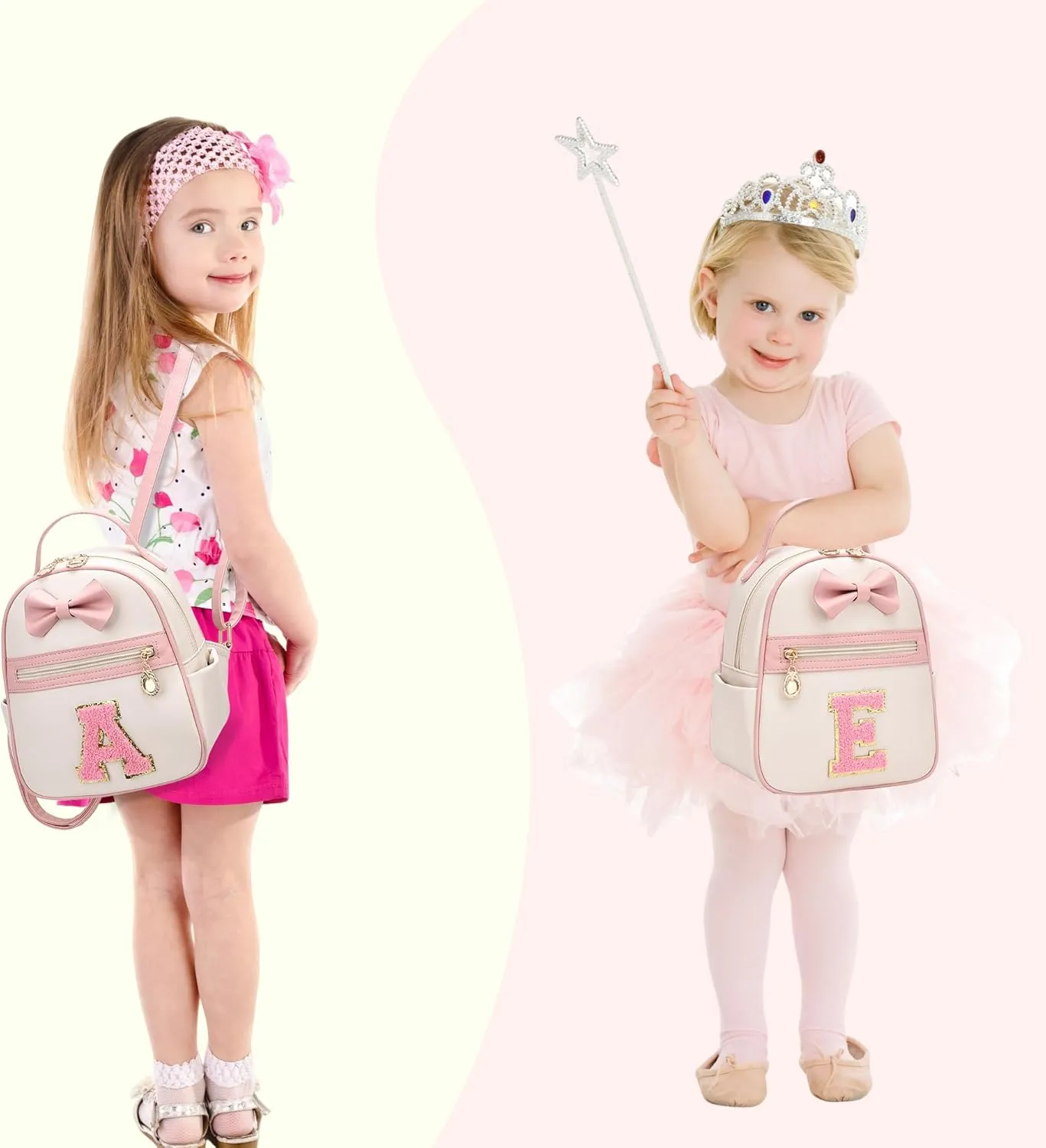 I IHAYNER Girls Initial Bowknot Small Leather Backpack Cute Mini Backpack Personalized Trendy Stuff Gifts for Women Pink-K