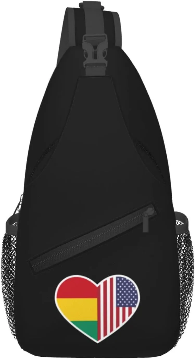 I Love America And Guinea Crossbody Bags For Women Men Chest Backpack Gym Shoulder Bag Travel Outdoor Sports Casual Crossbody Bags